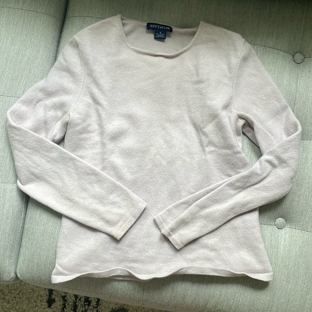 Ann Taylor lilac cashmere crewneck sweater small fits like XSP